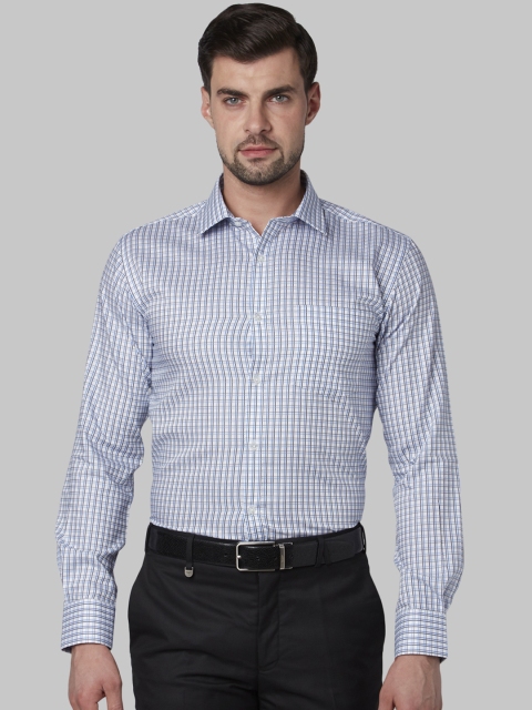 Park Avenue Men Blue Slim Fit Checked Formal Shirt