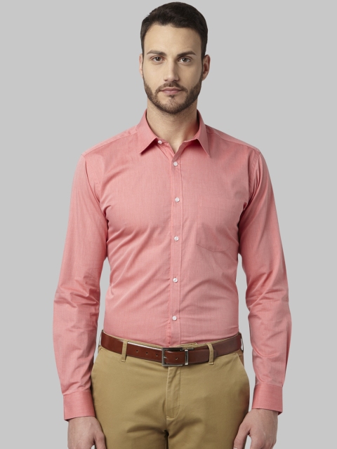 Park Avenue Men Coral Red Slim Fit Solid Formal Shirt