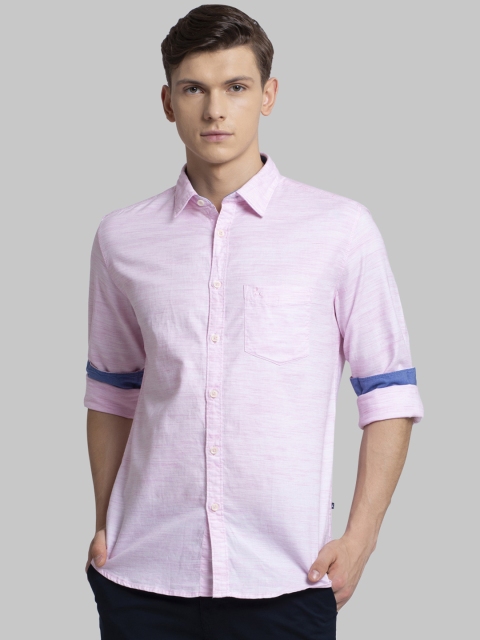 Parx Men Pink Slim Fit Solid Casual Shirt