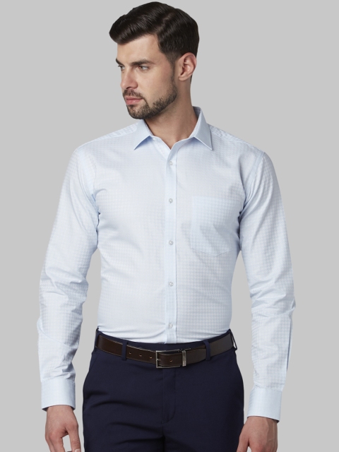 Park Avenue Men Blue Slim Fit Self Design Formal Shirt