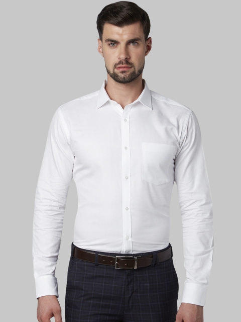 Park Avenue Men White Slim Fit Self Design Formal Shirt