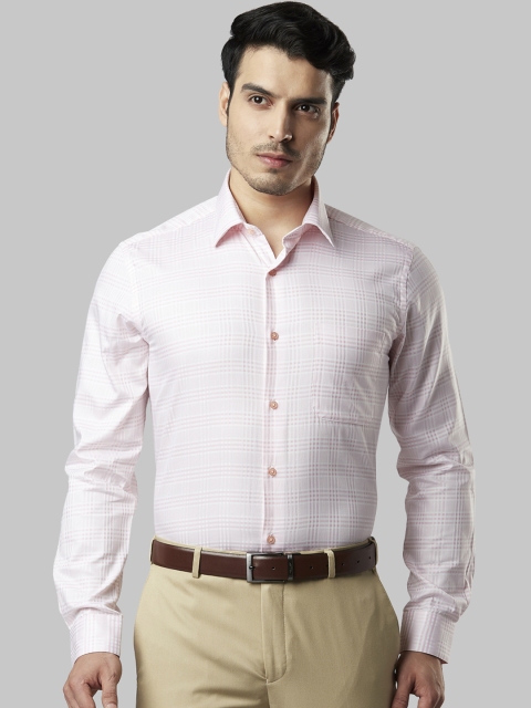 Raymond Men Pink Regular Fit Checked Formal Shirt