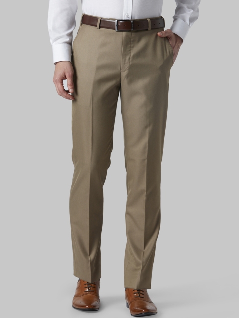 Park Avenue Men Brown Regular Fit Solid Formal Trousers