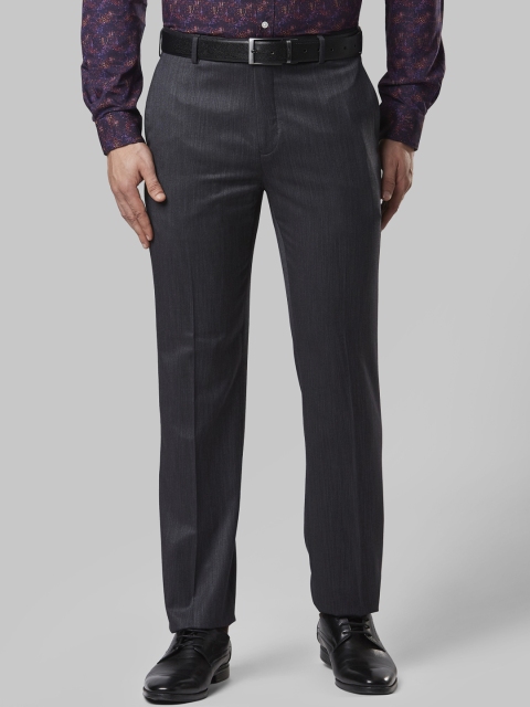 Next Look Men Grey Regular Fit Solid Formal Trousers