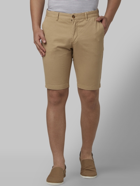 Park Avenue Men Khaki Solid Slim Fit Regular Shorts