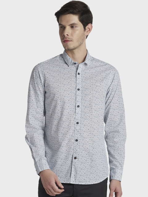 ColorPlus Men Blue Regular Fit Checked Casual Shirt