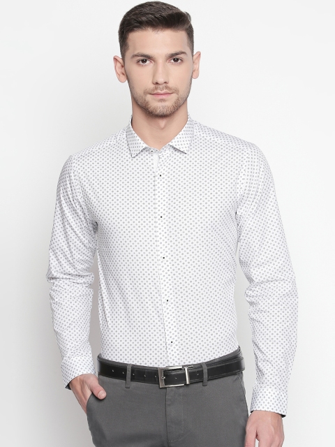 RICHARD PARKER by Pantaloons Men Black & Grey Slim Fit Printed Formal Shirt