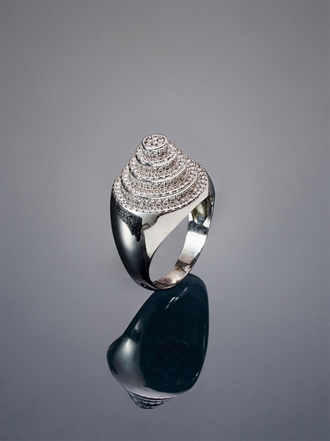 shaze Women Silver-Plated CZ-Studded Finger Ring