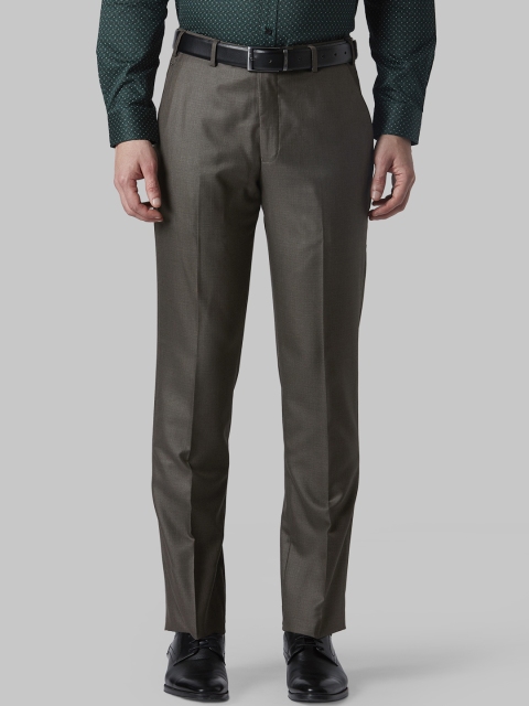 Park Avenue Men Brown Regular Fit Solid Formal Trousers