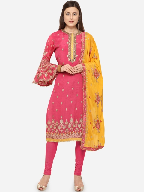 Rajnandini Pink Silk Georgette Semi-Stitched Dress Material