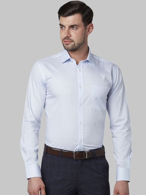 Park Avenue Men Blue Slim Fit Checked Formal Shirt