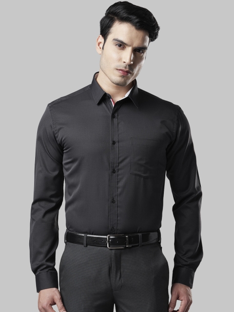 Next Look Men Black Slim Fit Self Design Formal Shirt