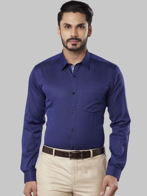 Next Look Men Blue Slim Fit Solid Formal Shirt