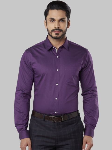 Next Look Men Purple Slim Fit Solid Formal Shirt