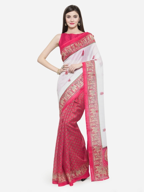 Shaily Pink Printed Silk Blend Saree