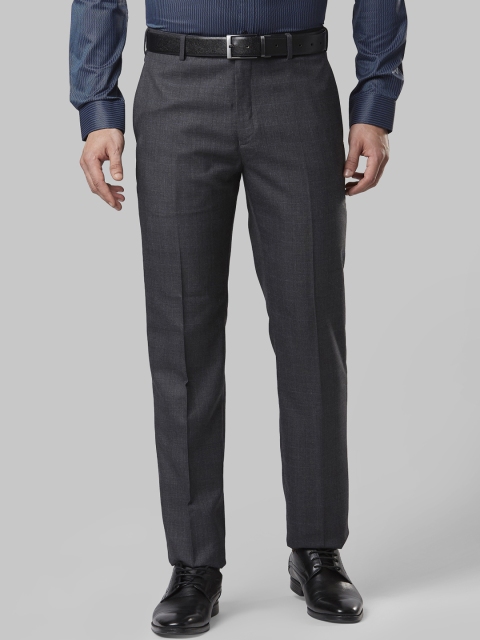 Next Look Men Grey Regular Fit Checked Formal Trousers