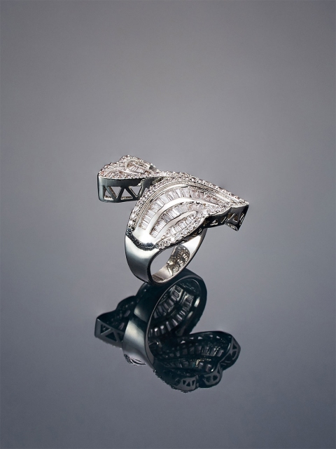 shaze Women Silver-Plated CZ-Studded Finger Ring