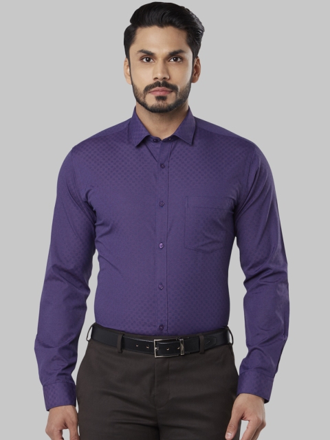 Next Look Men Purple Slim Fit Self Design Formal Shirt