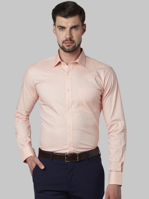 Park Avenue Men Peach-Coloured Slim Fit Solid Formal Shirt
