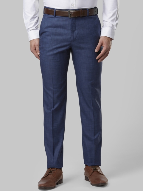 Next Look Men Blue Slim Fit Solid Formal Trousers