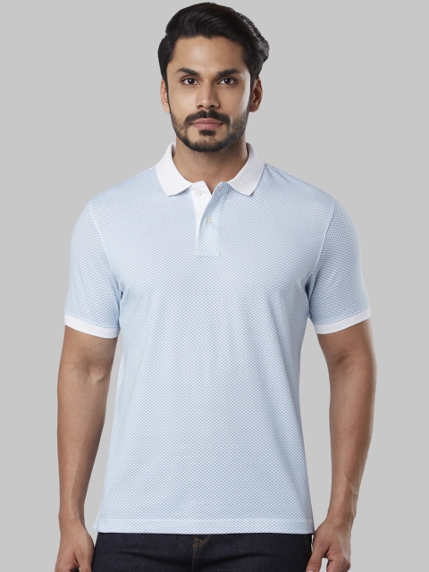 Next Look Men Blue Printed Polo Collar T-shirt