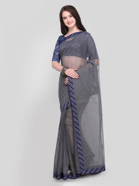 Shaily Grey Printed Silk Blend Saree