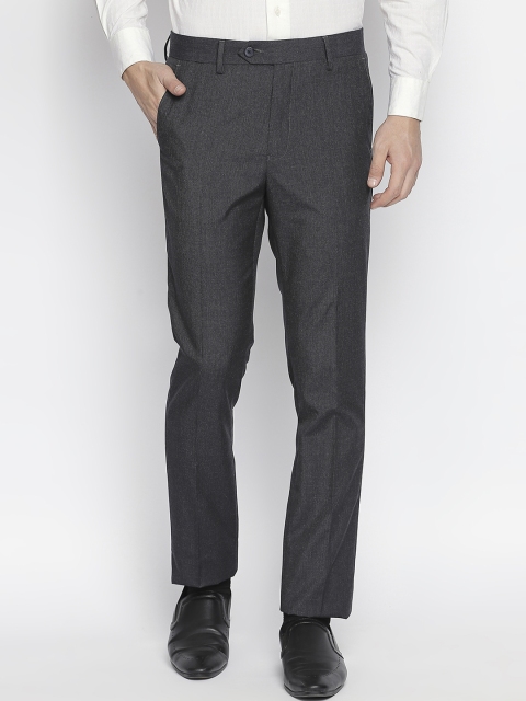 RICHARD PARKER by Pantaloons Men Grey Slim Fit Solid Formal Trousers