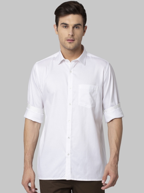 Park Avenue Men White Regular Fit Self Design Formal Shirt