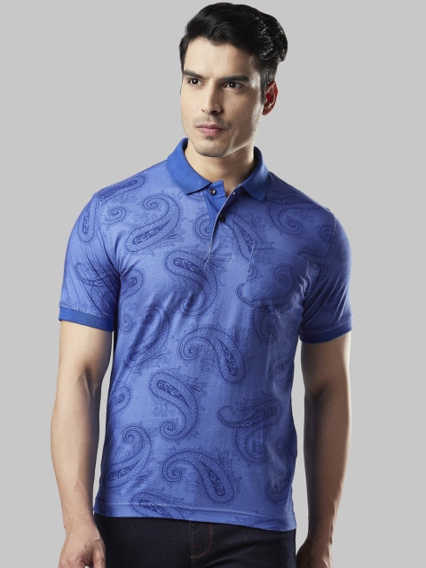 Next Look Men Blue Printed Polo Collar T-shirt