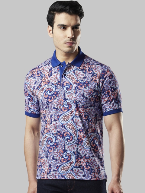 Next Look Men Blue Printed Polo Collar T-shirt