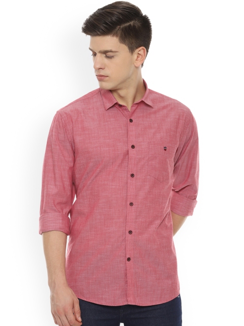 Louis Philippe Men Pink Slim Fit Solid Casual Shirt