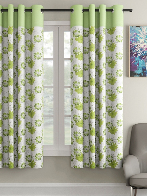 Soumya White & Green Single Window Curtain