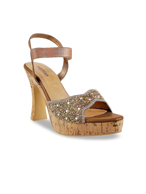 Metro Women Gold-Toned Embellished Heels