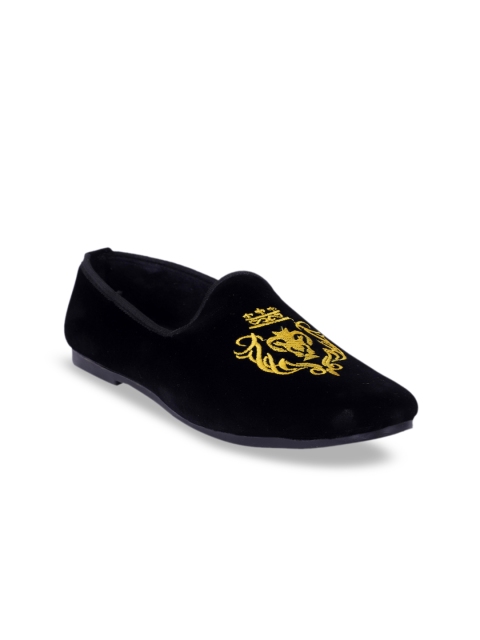 PANAHI Men Black Embroidered Loafers