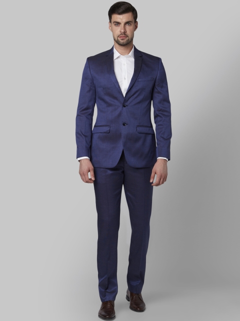 Park Avenue Men Blue Single-Breasted Formal Slim Fit Suit
