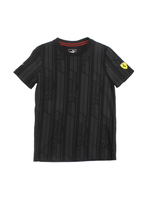 Puma Boys Black Printed SF Graphic Round Neck T-shirt