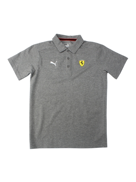PUMA Motorsport Boys Grey Solid Polo Collar T-shirt