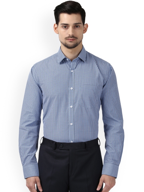 Next Look Men Blue Slim Fit Checked Formal Shirt