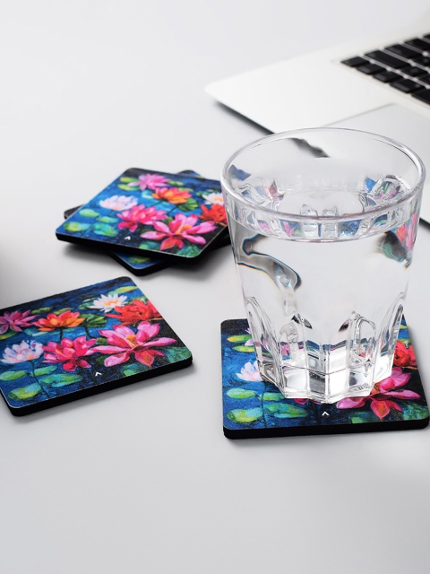 Archies Set of 4 Multicoloured Printed MDF Coasters, Multi