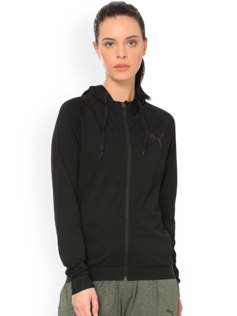 Puma Women Black ACTIVE ESS Banded FZ Solid Jacket