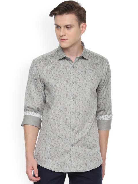 Van Heusen Men Grey Slim Fit Printed Casual Shirt