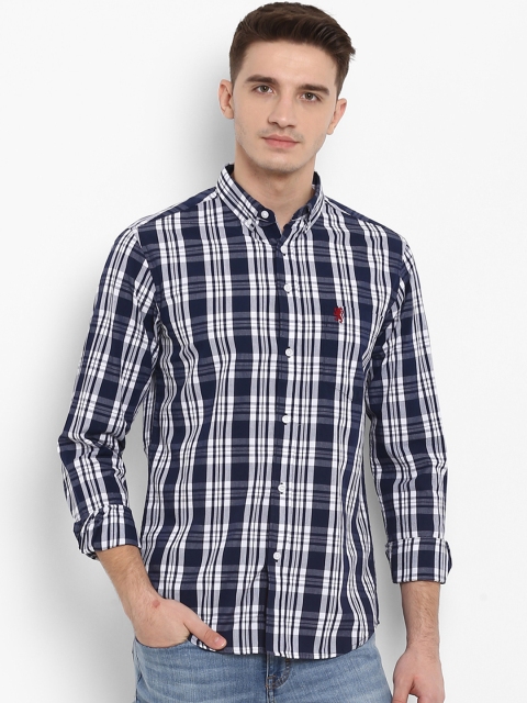 Red Tape Men Blue & Off-White Regular Fit Checked Casual Shirt