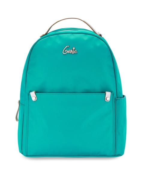 Genie Unisex Green 15 inches Solid Small Backpack, Teal