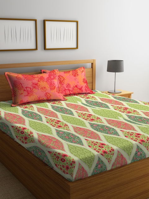 Portico New York Pink & Green Geometric 144 TC Cotton 1 Queen Bedsheet with 2 Pillow Covers
Portico New York Pink & Green Geometric 144 TC Cotton 1 Queen Bedsheet with 2 Pillow Covers