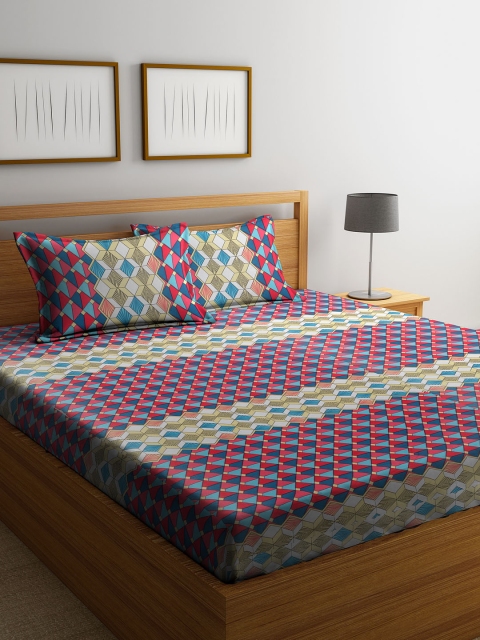 Cortina Multicoloured Geometric 120 TC Cotton 1 Queen Bedsheet with 2 Pillow Covers, Multi
Cortina Multicoloured Geometric 120 TC Cotton 1 Queen Bedsheet with 2 Pillow Covers, Multi