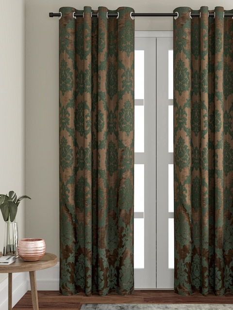 VRINDA Green Printed Single Door Curtain