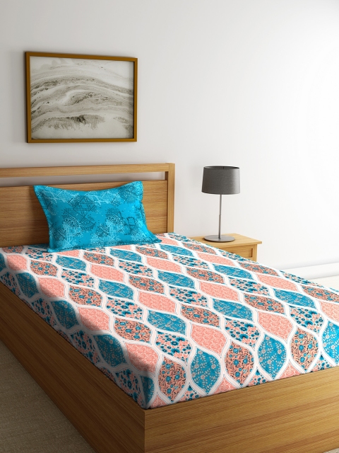 Portico New York Blue & Peach-Coloured 144 TC Cotton 1 Single Bedsheet with 1 Pillow Cover
Portico New York Blue & Peach-Coloured 144 TC Cotton 1 Single Bedsheet with 1 Pillow Cover