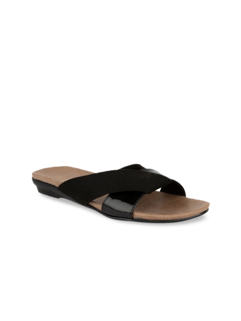 SOLES Women Black Solid Open Toe Flats