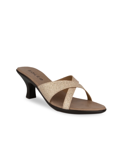 SOLES Women Gold-Toned Solid Heels