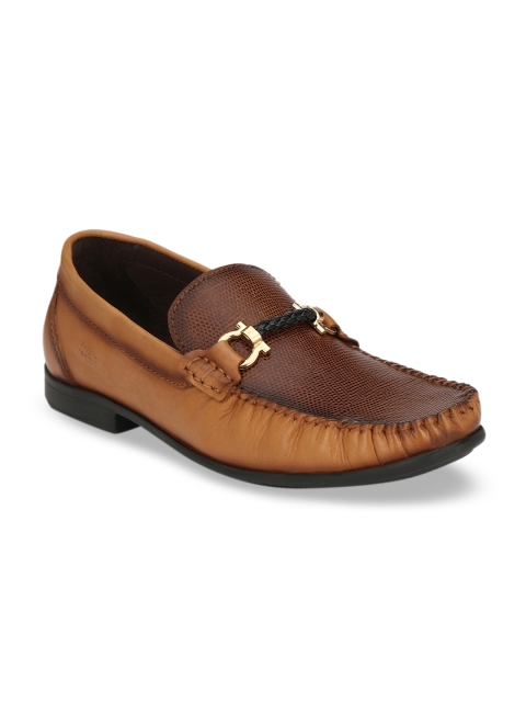 Hitz Men Brown Genuine Leather Loafers